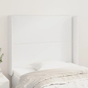 vidaXL Tăblie de pat cu aripioare, alb, 83x16x118/128 cm, piele eco