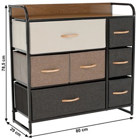 Comodă cu sertare din material textil HAZEL TIP 3,maro, XL