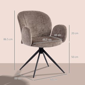 HOMCOM Scaun birou ergonomic, fotoliu birou cu șezut pivotant cu revenire automată, 60 x 66 x 86,5 cm, maro deschis | Aosom Romania