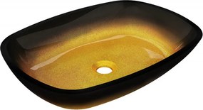 Mexen Araks chiuvetă de sticlă deasupra blatului 54 x 39 cm, aurie închisă - 24155451