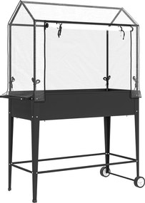 Outsunny Carré potager sur pieds cu bâche en PVC jardinière surélevée cu roți gaură de drenaj 100 x 45 x 152 cm negru | Aosom Romania