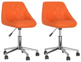 335458 vidaXL Scaune de bucătărie pivotante, 2 buc., portocaliu, piele eco