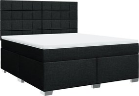 vidaXL Pat box spring cu saltea, negru, 180x200 cm, catifea