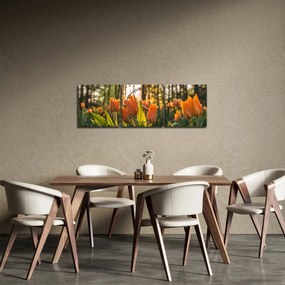 Tablou - lalele potocalii (cu ceas) (90x30 cm)