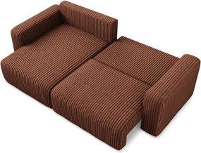 Colțar teracotă extensibil/cu spațiu de depozitare cu tapițerie din catifea reiată (cu colț pe partea stângă/cu șezlong) Kona – Makamii