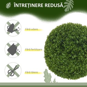 HOMCOM Set de 2 Sfere de Boxwood Artificiale, 50cm | Aosom Romania