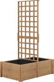 Outsunny Jardinieră cu spalier, ghiveci din lemn pentru plante cățărătoare, legume, 100 x 60 x 150 cm, natural | Aosom Romania