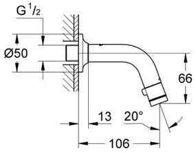 GROHE 20205000 - Ventil de perete UNIVERSAL, 106 mm, crom lucios
