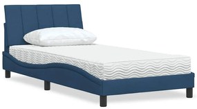 vidaXL Pat cu saltea, albastru, 100x200 cm, textil