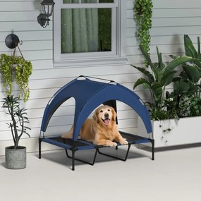 PawHut Pat Înălțat Racoritor pentru Câini, Design Portabil, Ideal pentru Vară, cu Plasă Respirabilă, 106x76x94cm, Albastru Închis | Aosom Romania