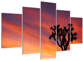 Tablou apus de soare deasupra siluetei unui copac (150x105 cm)