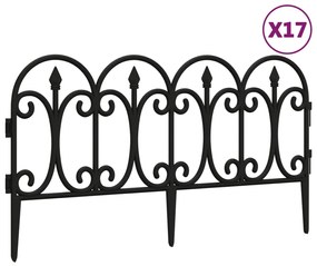 Borduri de gazon, 17 buc., negru, 10 m, PP