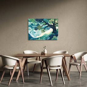 Tablou pe sticlă – Coroană verde a arborelui vieții (70x50 cm)
