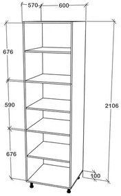 Corp haaus Karo, 2 Usi, cu spatiu cuptor, Lemn Natural/Alb, 60 x 57 x 210 cm