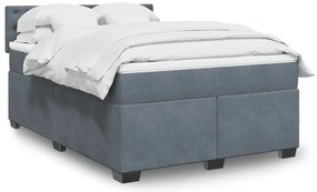 vidaXL Pat box spring cu saltea, gri închis, 160x200 cm, catifea