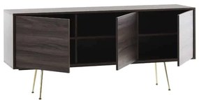 Comoda TV Limo, picioare aurii, deschidere push-pull - NEGRU