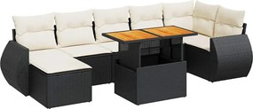 vidaXL Set mobilier de grădină cu perne, 8 piese, negru, poliratan