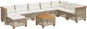 vidaXL Set canapele de grădină, 9 piese, cu perne, bej, poliratan