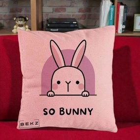 Perna Decorativa So Bunny Kawaii, 40x40 cm, Roz, Husa Detasabila, Perna Inclusa, BEKZ®