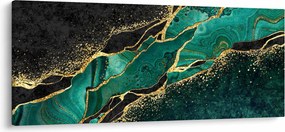 Tablou - Marmorat, petrol-auriu (120x50 cm)