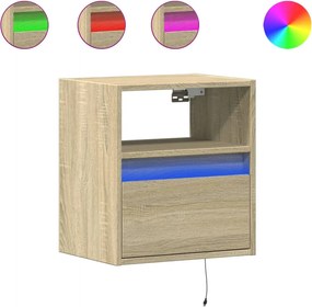 vidaXL Comodă TV de perete cu LED, 2 buc. stejar sonoma, 41x31x45 cm