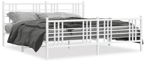 376395 vidaXL Cadru de pat metalic cu tăblie de cap/picioare, alb, 180x200 cm
