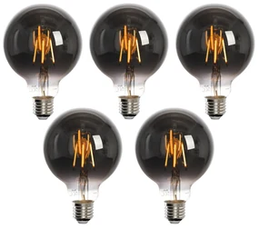 Set de 5 becuri LED inteligente E27 G95 fumurii 4W 60lm 1800-3000K