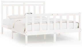 3107029 vidaXL Cadru de pat, alb, 140x200 cm, lemn masiv de pin