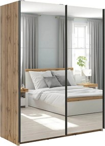 Dulap TETRIX, stejar wotan, PAL, cu 2 usi si oglinzi, 154x60x196 cm