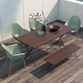 Outsunny Set de 4 Scaune de Grădină Verzi, Stivuibile, cu Spătar Înalt și Cotieră, Cadru din Metal, Ideal pentru Spații Exterioare | Aosom Romania