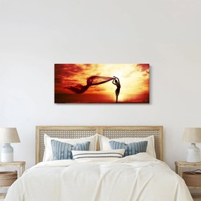 Tablou - Silueta femeii la apus de soare (120x50 cm)