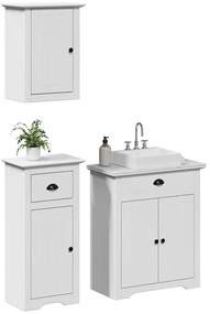 vidaXL Set mobilier baie, 3 piese, „BODO”, alb, lemn masiv de pin
