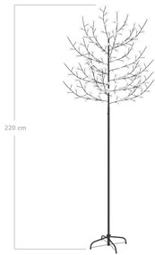 Pom Craciun, 220 LED-uri alb rece, flori de cires, 220 cm 1, Alb rece, 220 cm