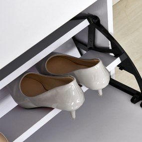 HOMCOM Dulap de Pantofi Dulap de pantofi cu 3 uși rabatabile 3 Compartimente din lemn 60L x 26l x 124Î cm Alb lucios | Aosom Romania