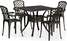vidaXL Set mobilier bistro, 5 piese, bronz, aluminiu turnat