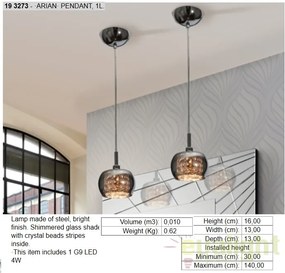 Lustra LED / Pendul modern diam.13cm, H-134cm, ARIAN SV-193273