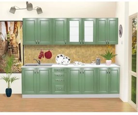 Bucatarie Zebra 2.6m MDF verde - frezare dreptunghi