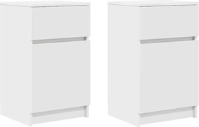 vidaXL Noptiere, 2 buc., alb, 39x35x65 cm, lemn compozit