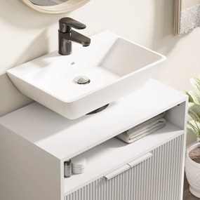 HOMCOM Dulap de Baie Sub Chiuvetă cu Raft Interior Ajustabil Alb | Aosom Romania