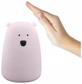 Lampă LED RGB pentru copii BEAR, tactilă, 0,8W, 5V, roz + USB