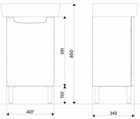 Set mobilier baie cu lavoar inclus alb, 40 cm, Kolo Geberit Group, Rekord 407x343x591 mm