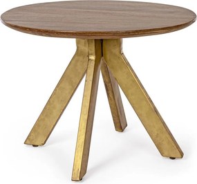 Măsuță de cafea aurie/în culoare naturală închisă rotundă din lemn de mango ø 60 cm Sherman – Bizzotto