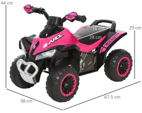 ATV Jucarie pentru copii Ride On cu lumini si sunete HOMCOM, miscare prin impingere varsta recomandata 18-36 luni, roz, 67,5x38x 44cm | Aosom Romania