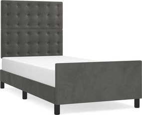 vidaXL Cadru de pat fără saltea, gri închis, 90x200 cm, catifea