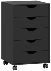 HOMCOM Corp de birou mobil, corp de depozitare pe roți pentru birou, 5 sertare, 40 x 40 x 67 cm, negru | Aosom Romania