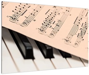 Tablou cu pian și notele muzicale (90x60 cm)