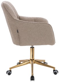 HR550K Scaun Latte Boucle cu Bază Aurie
