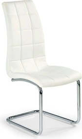 Scaun tapitat K147, alb/crom, piele ecologica/metal, 42X55X101 CM