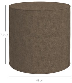 HOMCOM Taburet Rotund 2 în 1 cu Husă Detașabilă, Suport pentru Picioare din Material cu Aspect de In, Ø41x41 cm, Maro | Aosom Romania