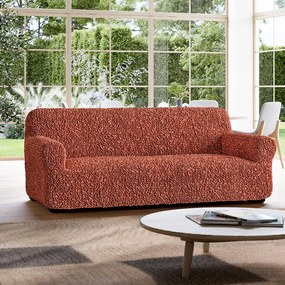 Huse bielastice FUCO bumbac bio cărămiziu fotoliu triplu (l. 170 - 220 cm)
